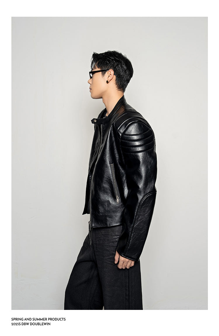 Pleated Silhouette Rider Jacket