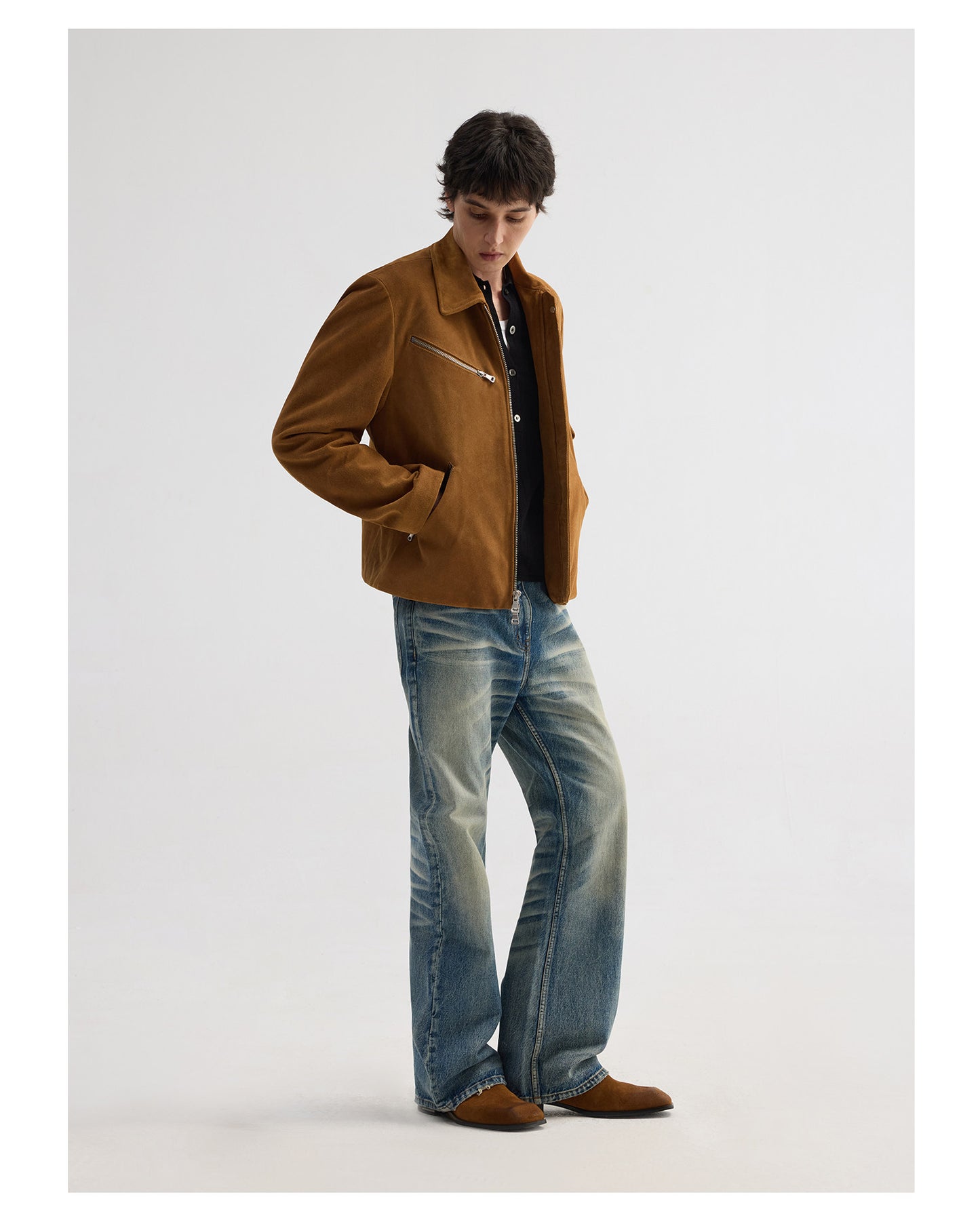 Vintage-style slightly flared denim pants