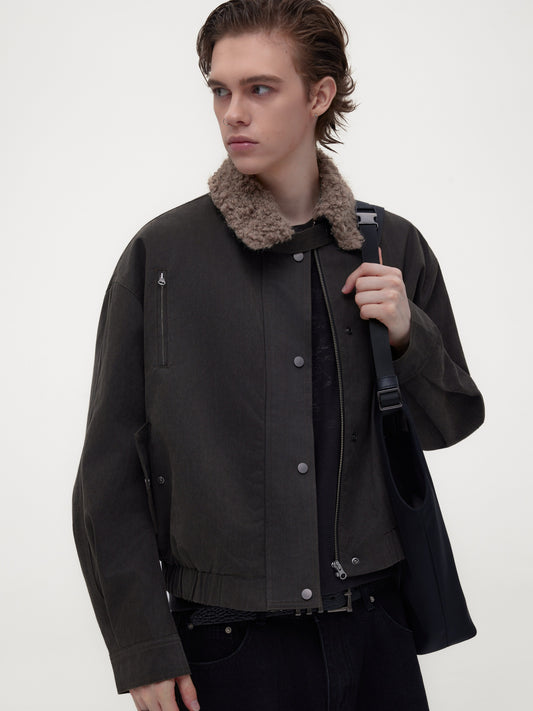 Fur Collar Wax-Coated Jacket
