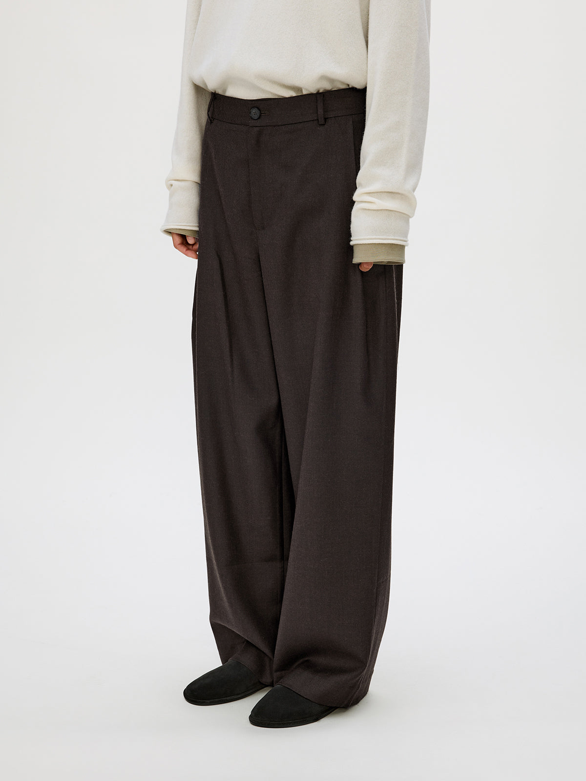 Straight-Leg Pleated Casual Pants