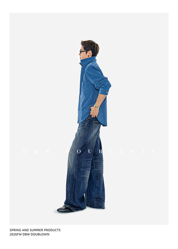 Wide-Leg Denim Pants