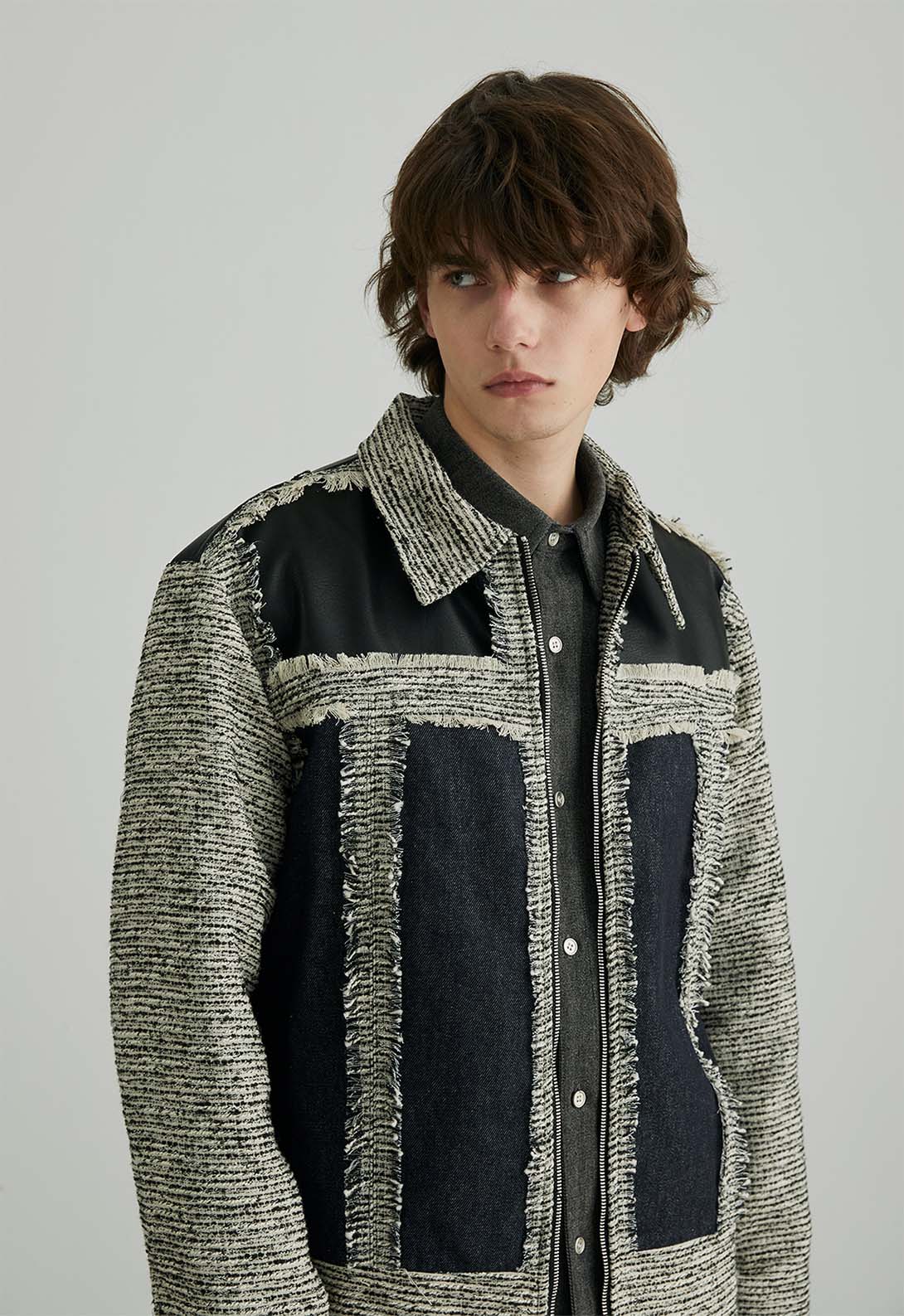Tweed Row-Edge Design Lapel Jacket