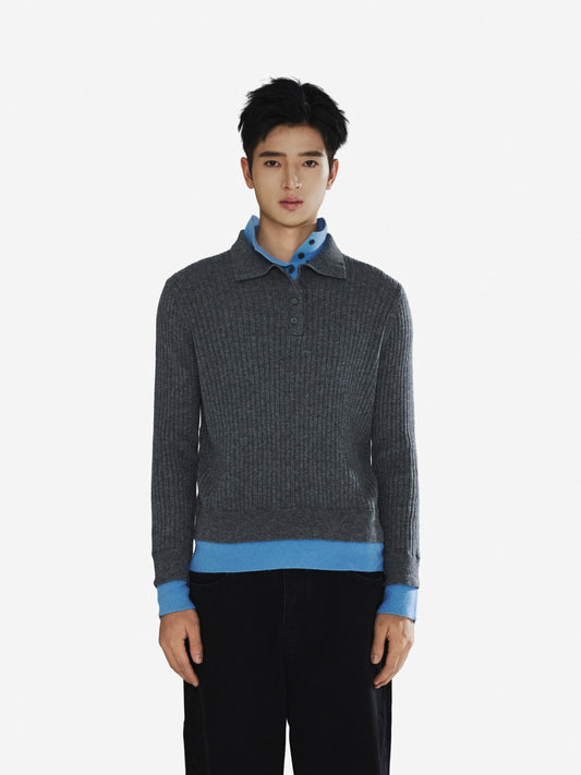 Fake Two-Piece Double-Neck Sweater