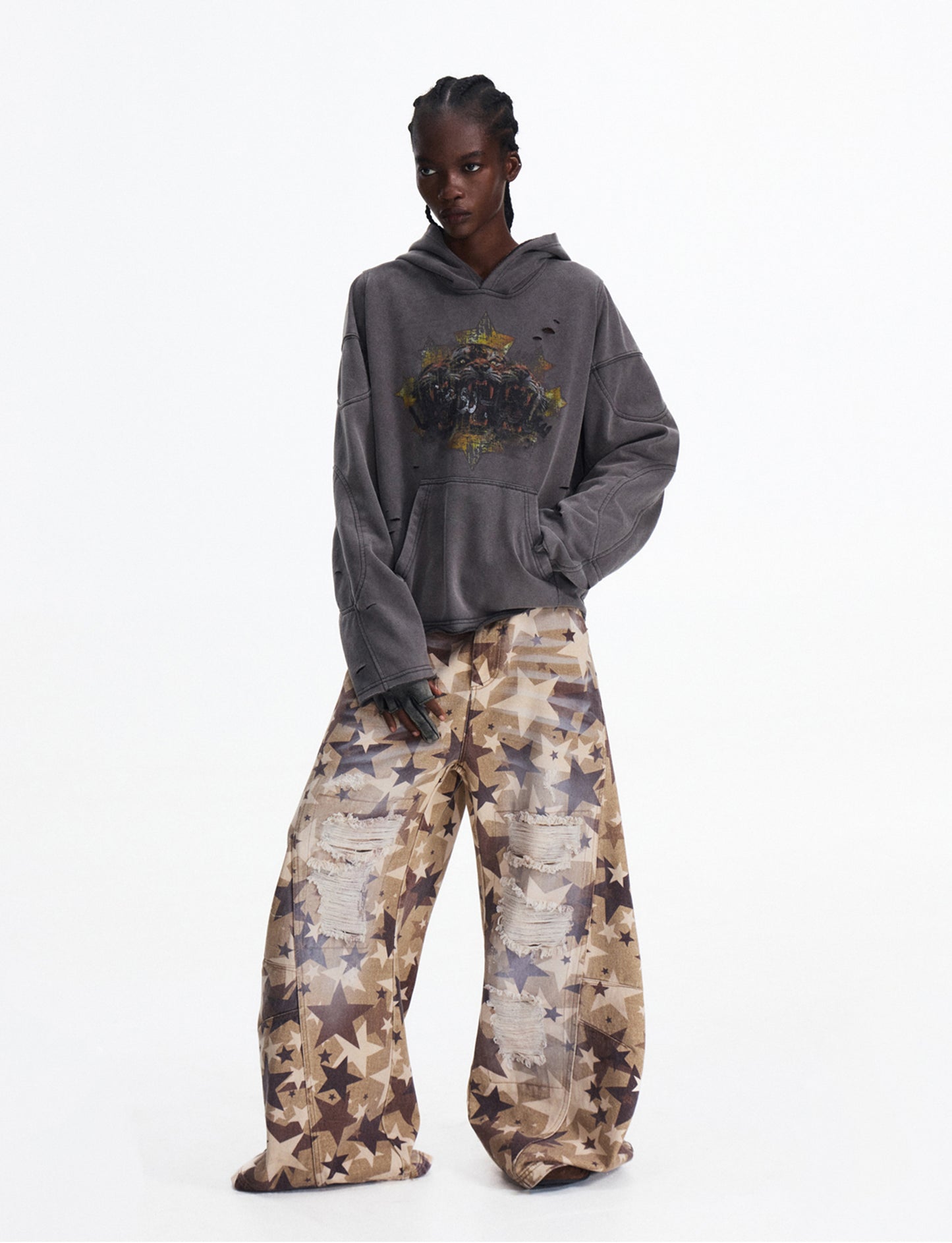 Gradient Gray Hooded Sweatshirt