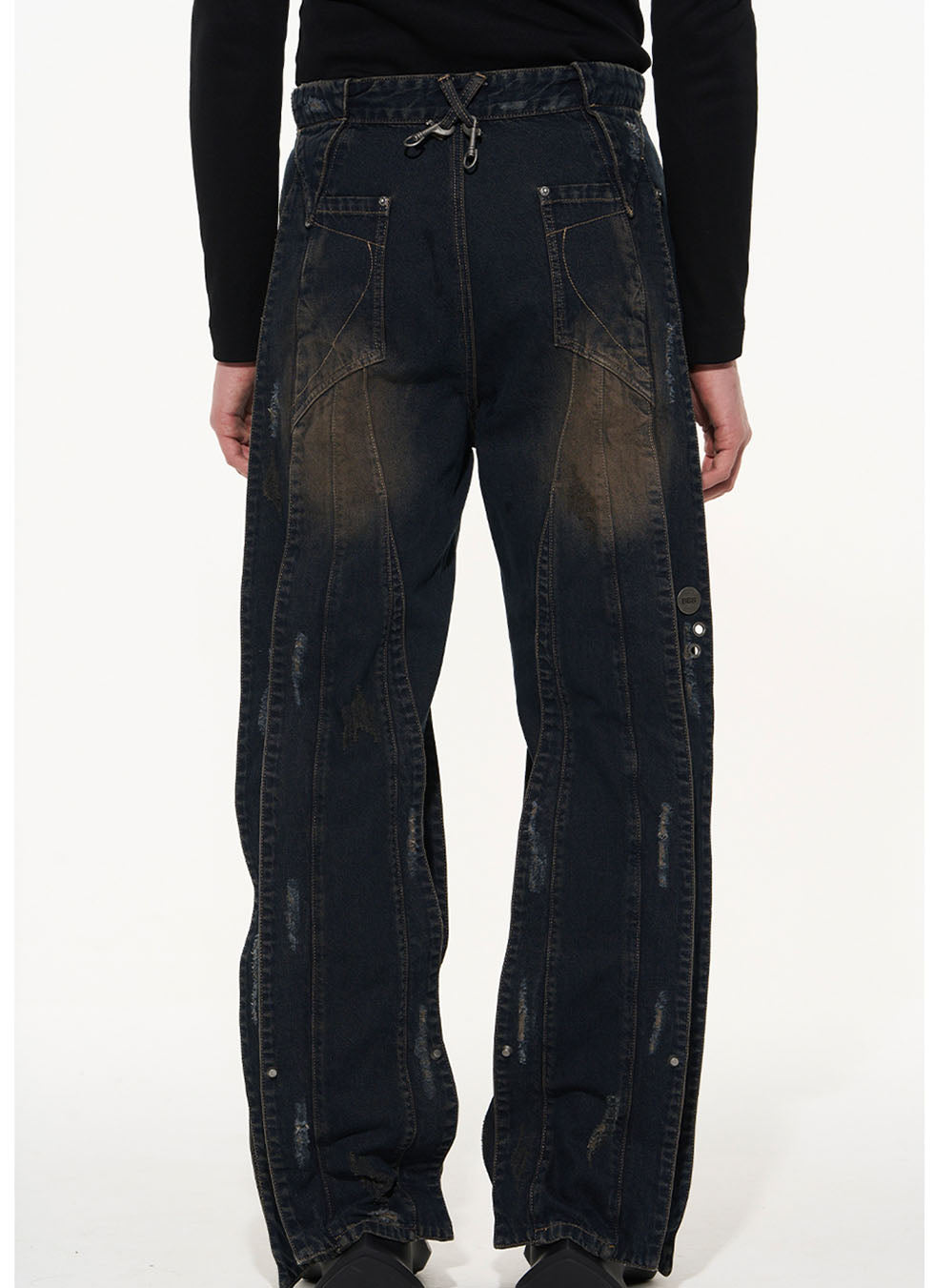 Cropped Part Damaged Jeans