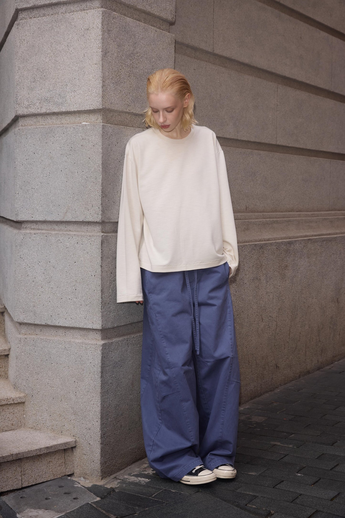 Street Style Curved-Leg Casual Pants