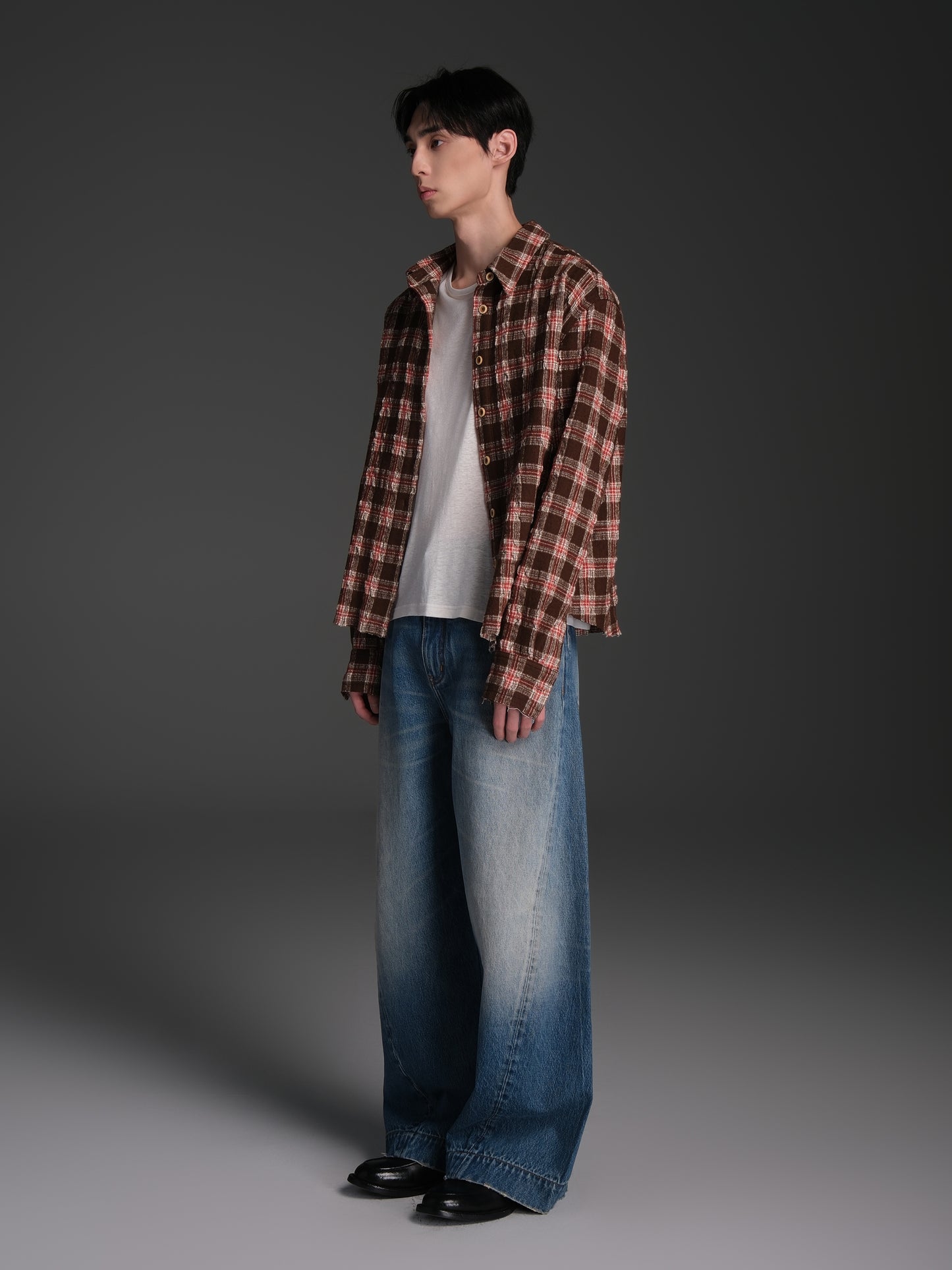 Pleated Check Shirt