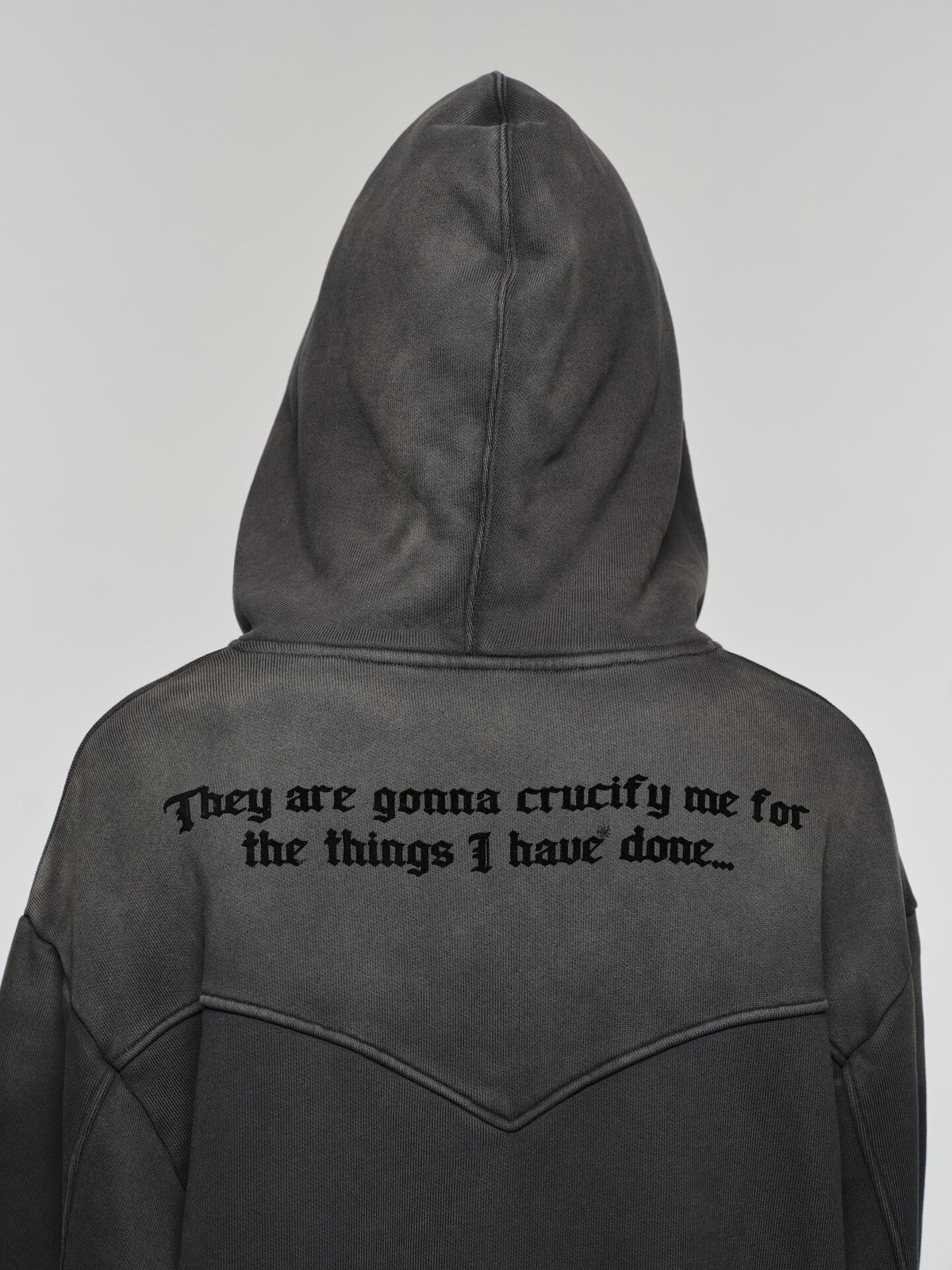 V-Neck Hoodie with Washed Finish