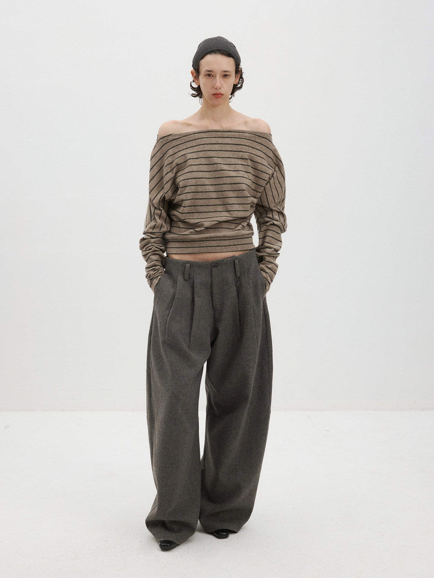 Striped Cross-Shoulder Knit