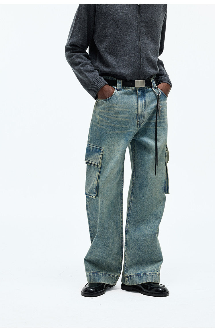 Distressed Washed Denim Pants