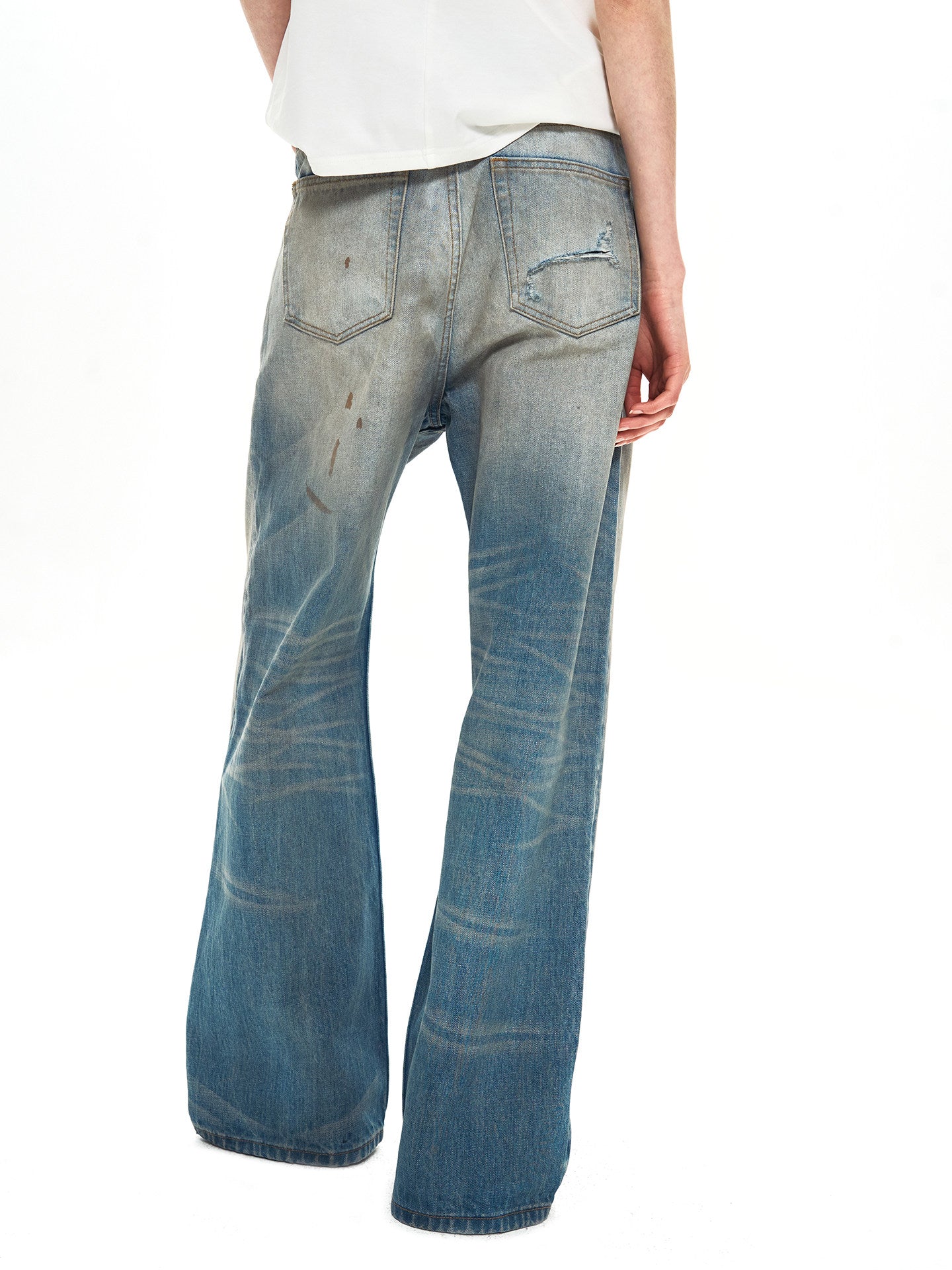 Embroidered Straight-Leg Jeans with Distressed Finish