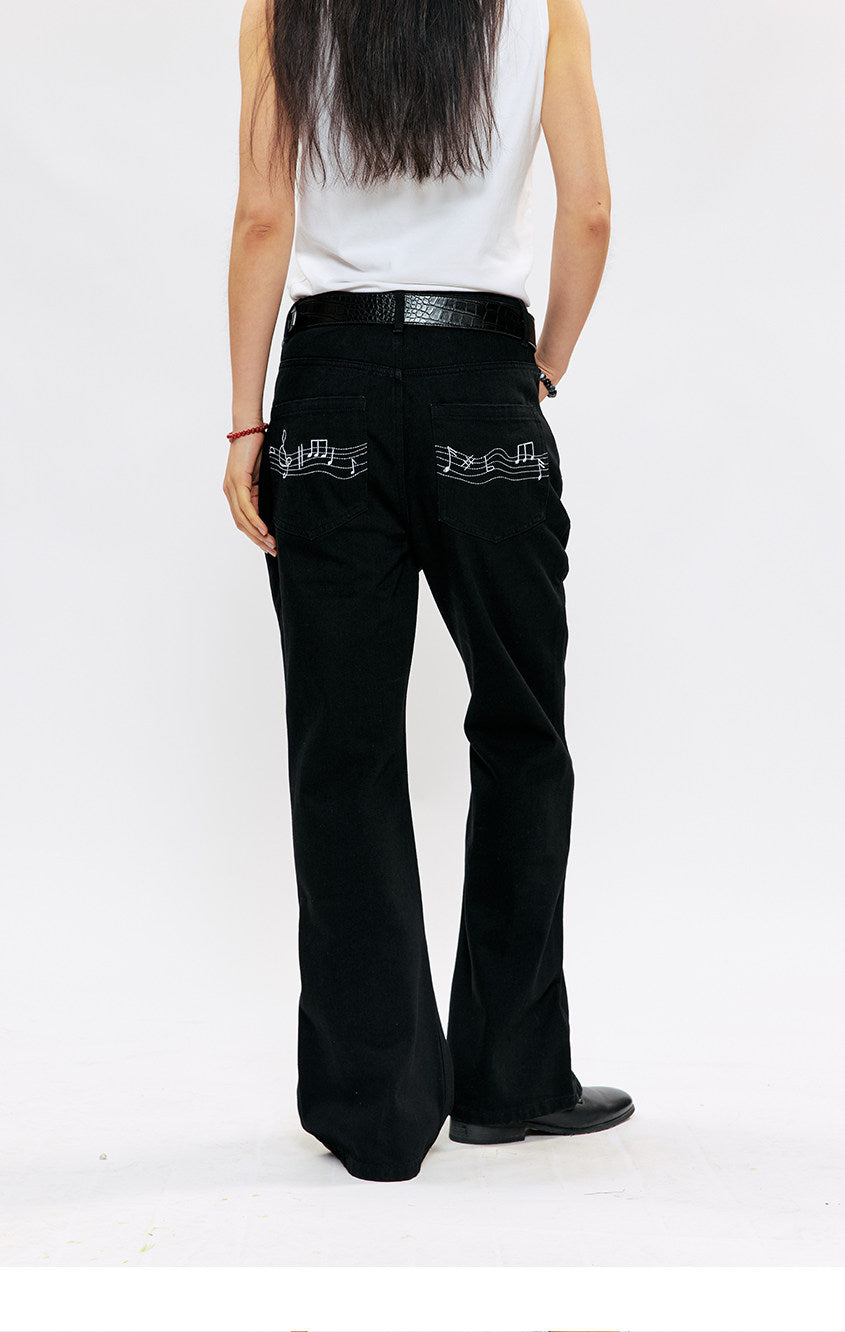 Casual Straight-Leg Embroidered Jeans