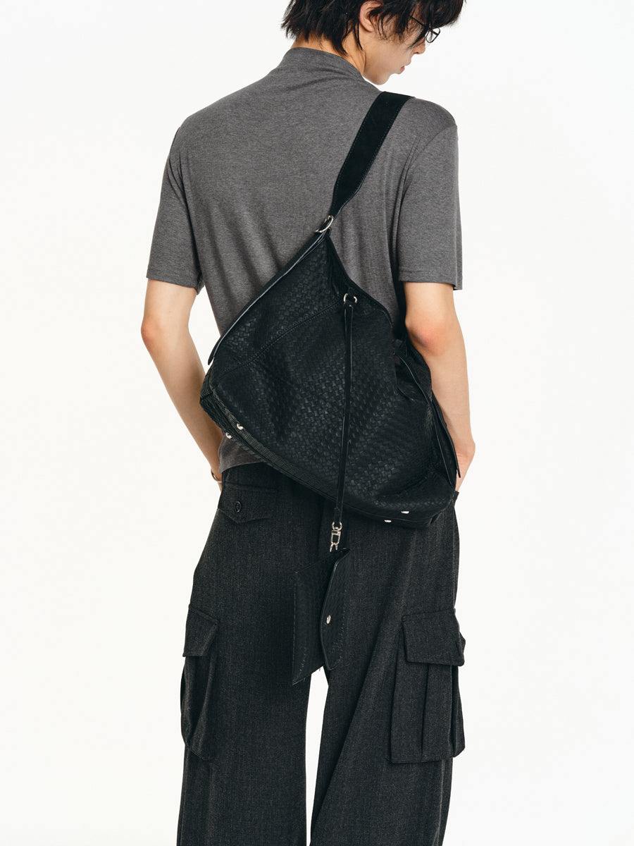 Matte-embossed shoulder bag
