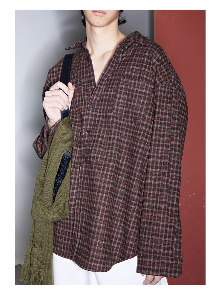 Check Wool Mix Oversized Shirt