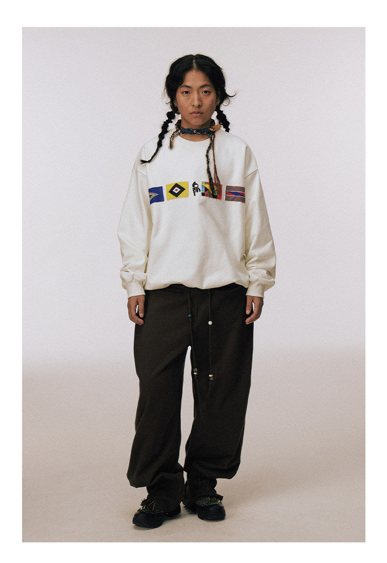 Hand Beaded Flag Sweatshirt