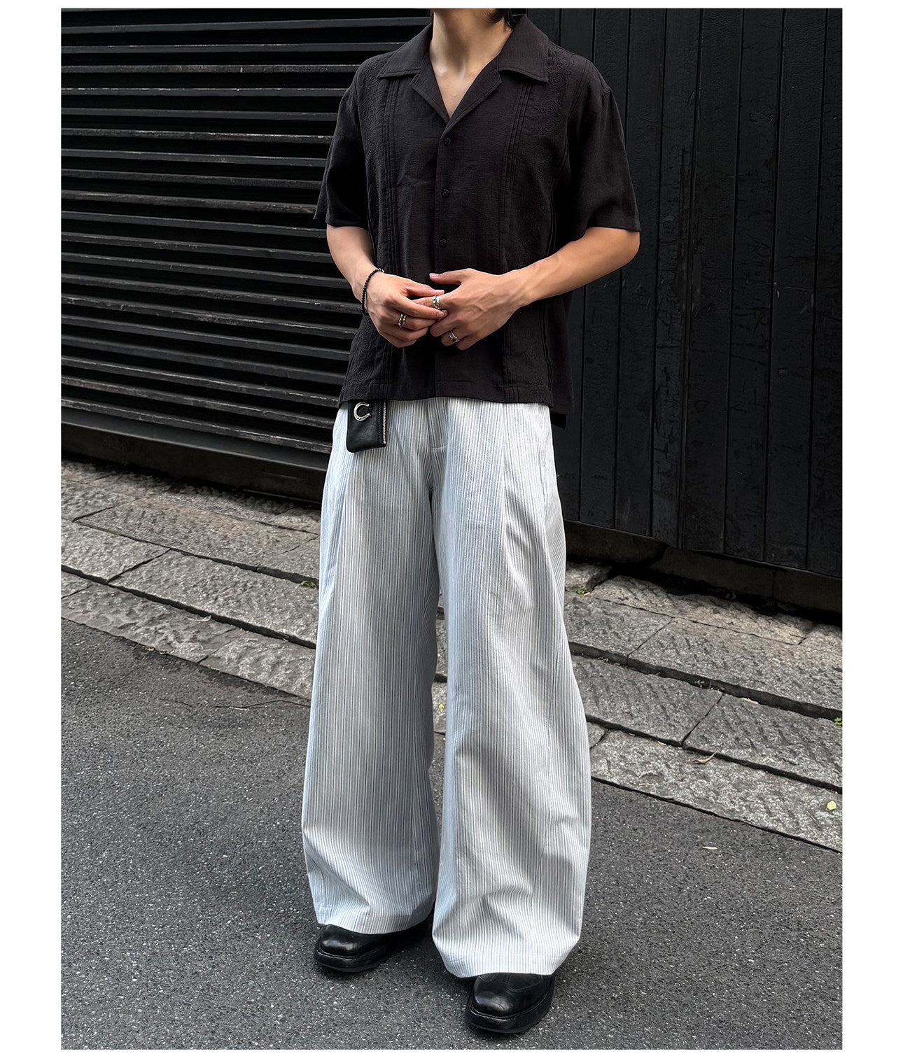 Casual Pants with 3D Color-Block Stripes