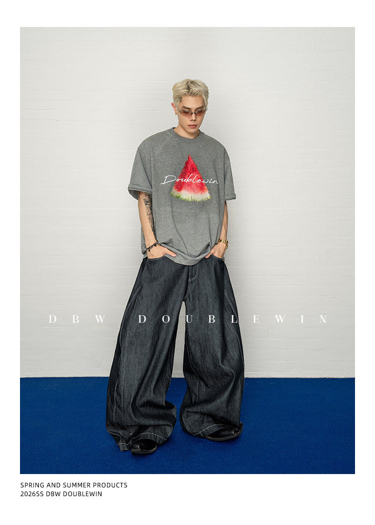 Contrast-Color Embroidered T-Shirt