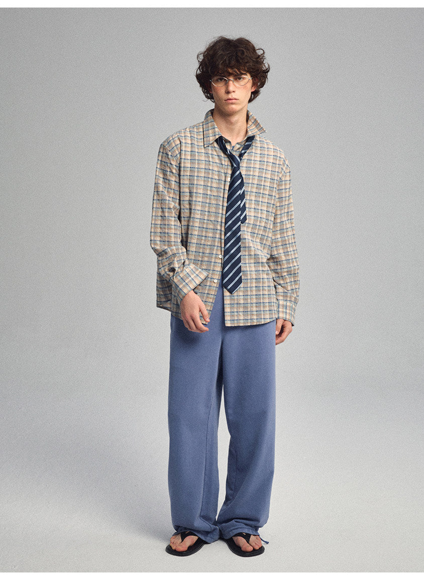 Square-Collar Silhouette Casual Shirt