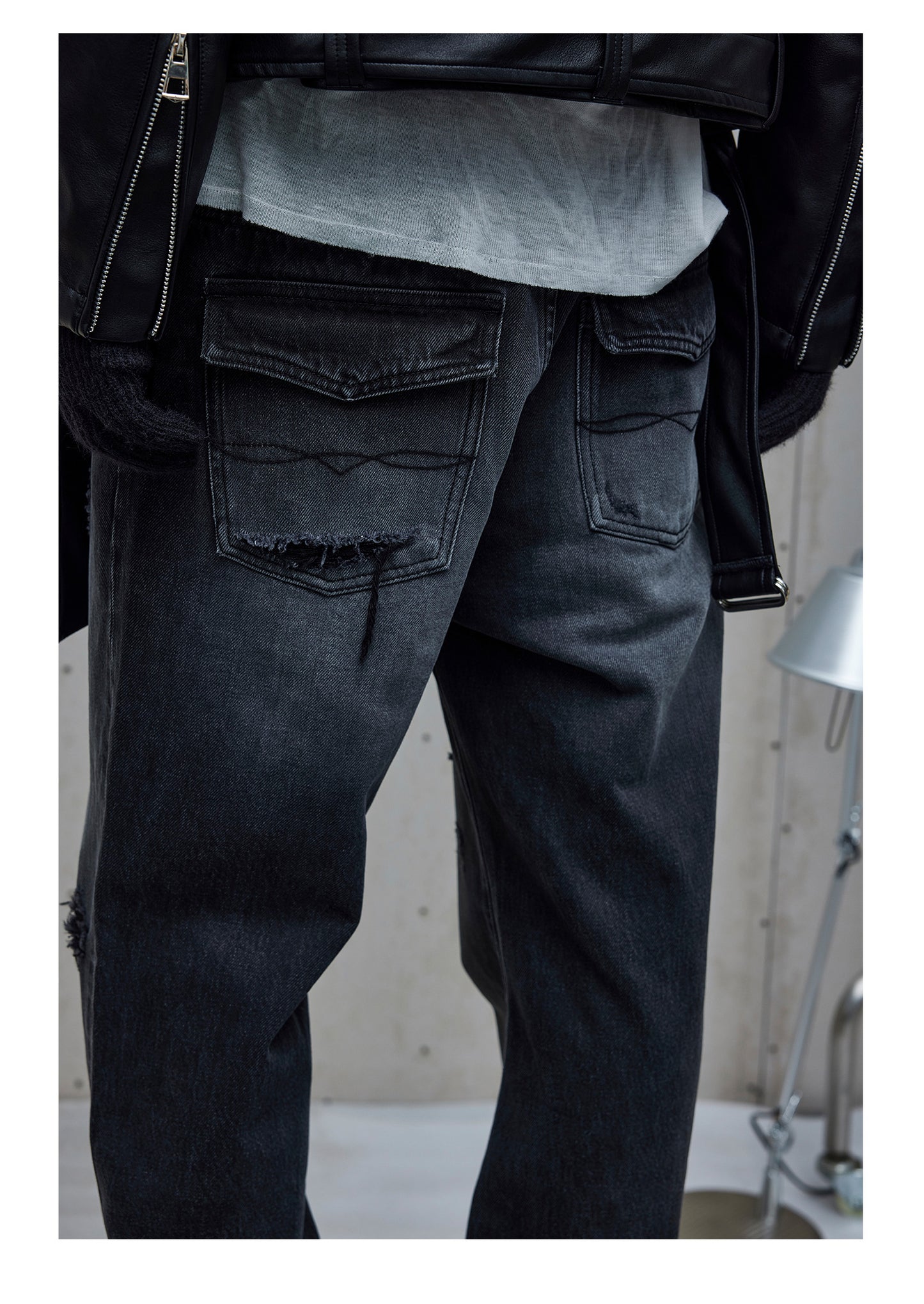 Handmade frayed denim pants