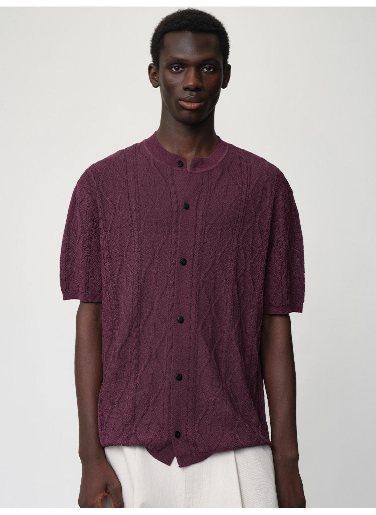 Crew-neck Cutout Cardigan