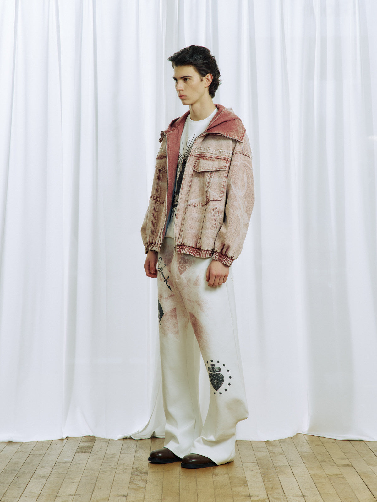 Double Collar Washed Denim Jacket