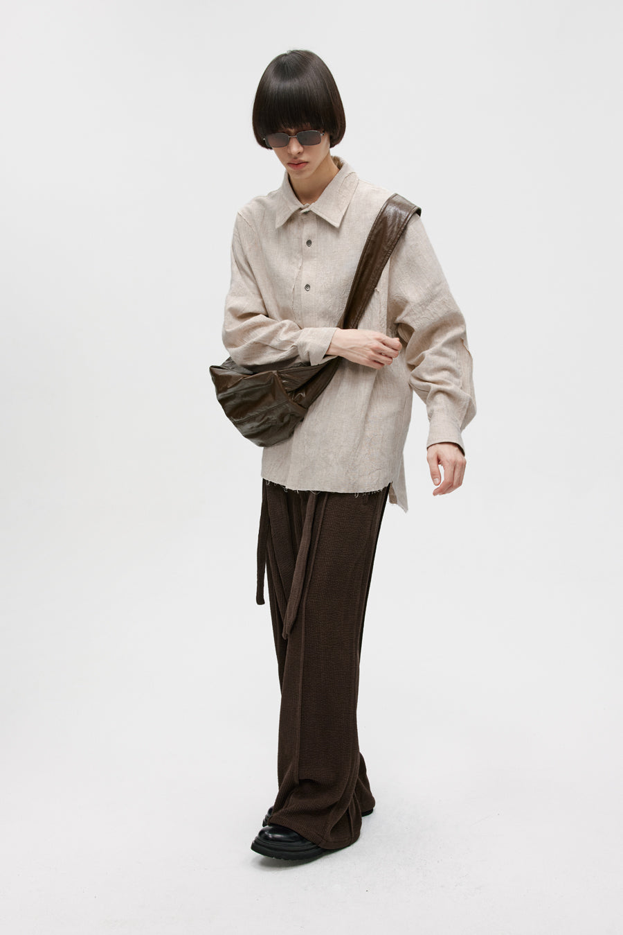 Raw-edge design jacquard shirt