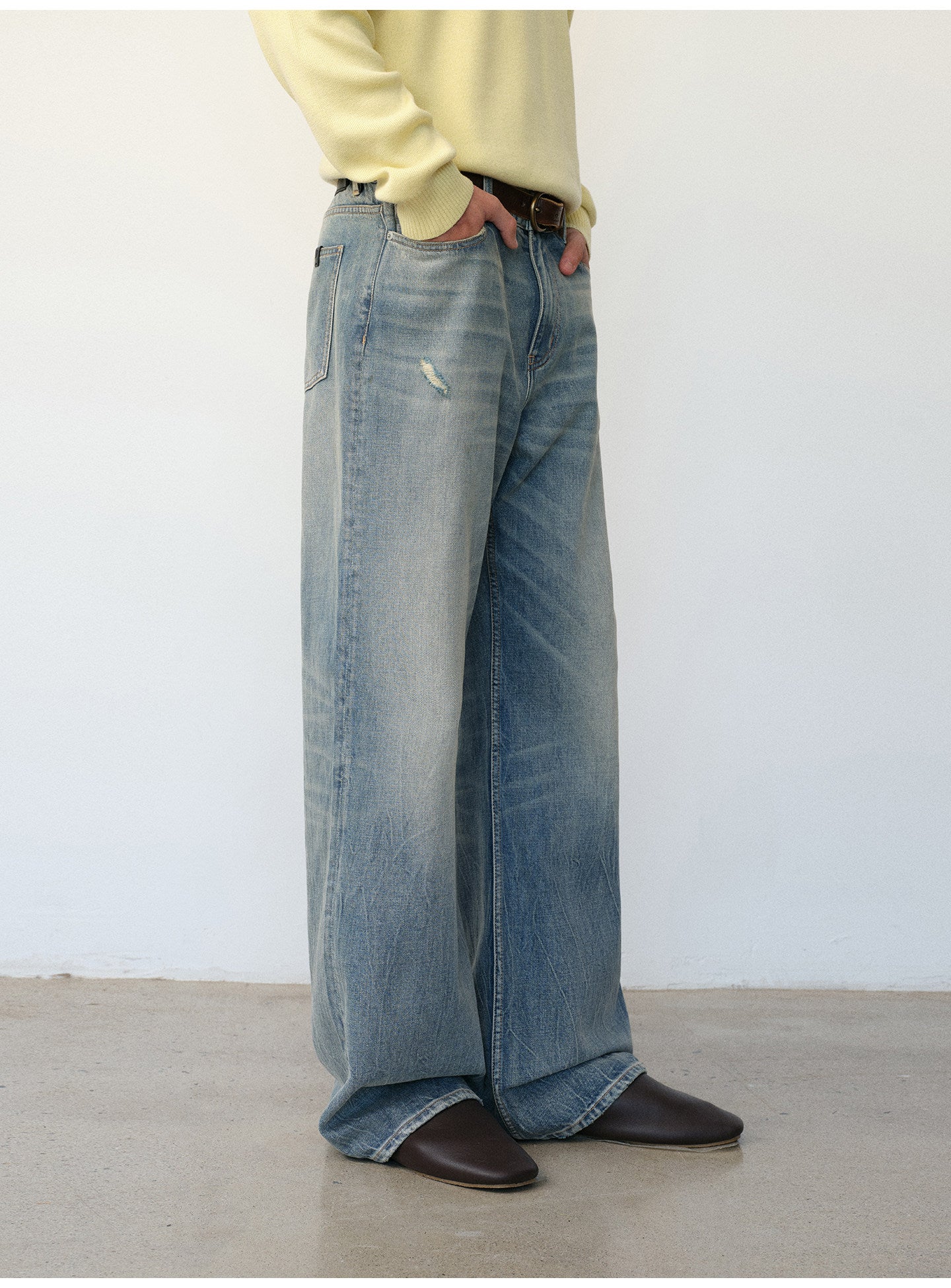 Dyed Crack Straight-Leg Jeans