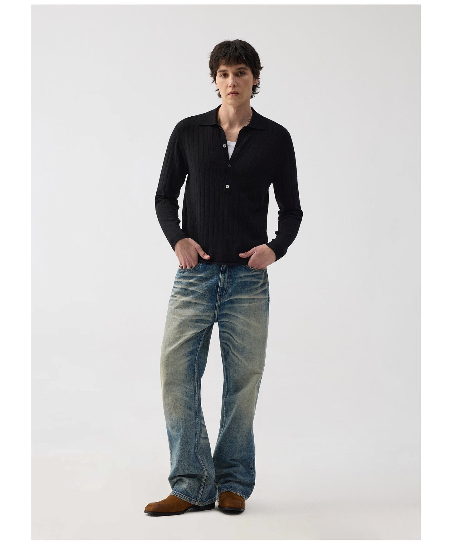 Simple Rib-Knit Shirt
