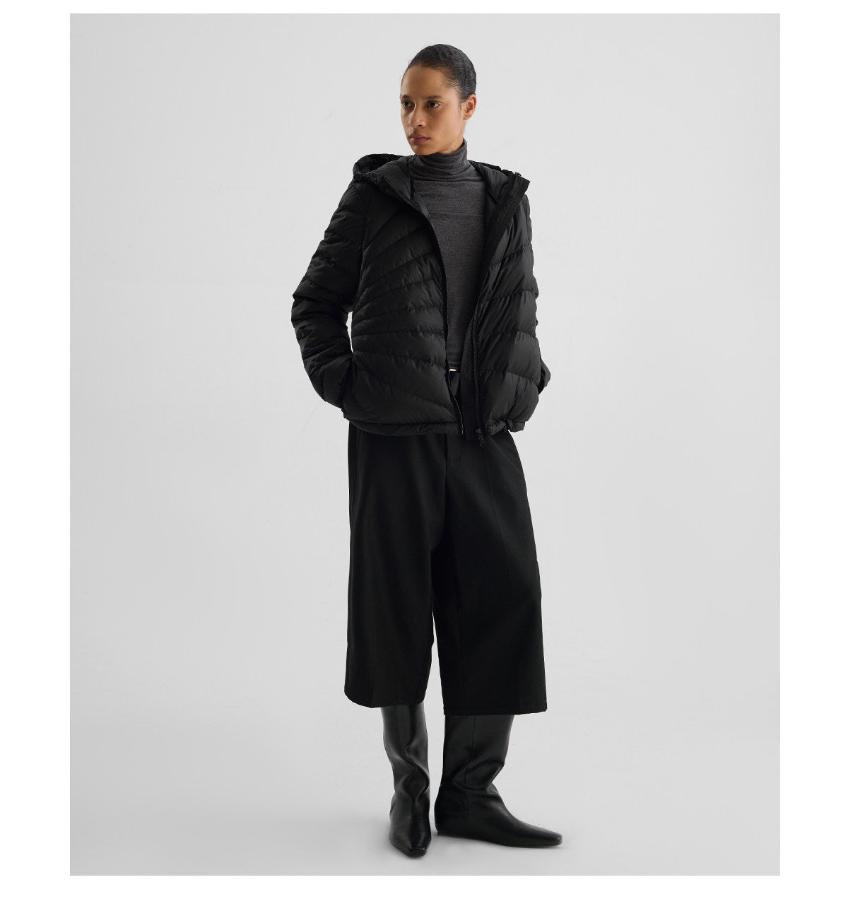 Embossed Straight-Line Quilted Down Jacket