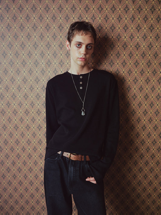 Waffle Henley Collar T-Shirt