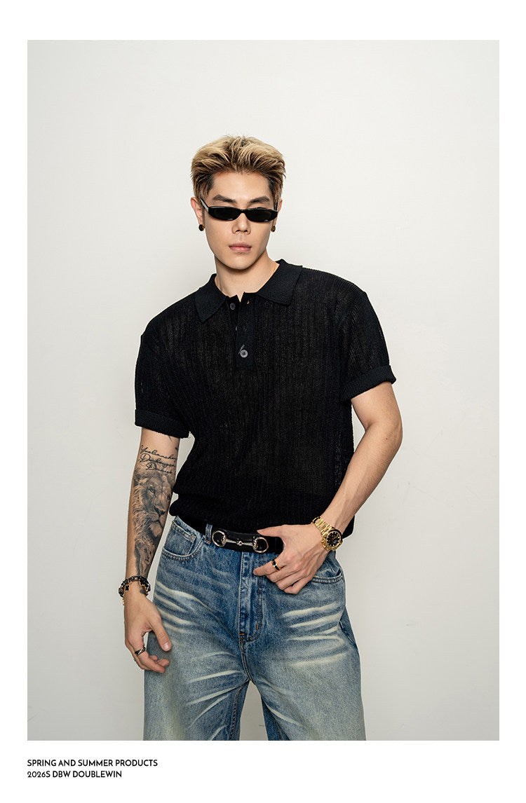 Slightly sheer polo shirt