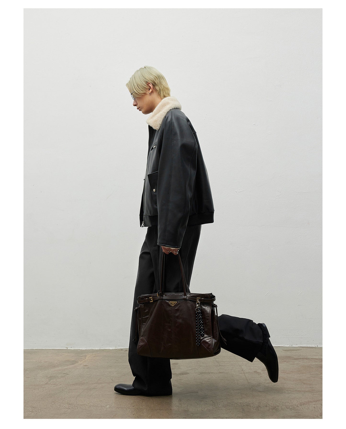 Detachable Collar Leather Jacket