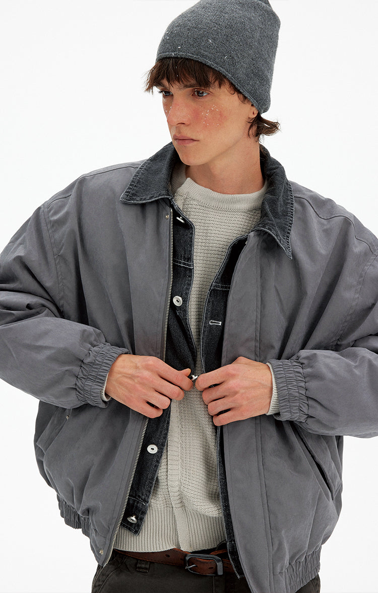 Faux Two-Piece Cotton Jacket