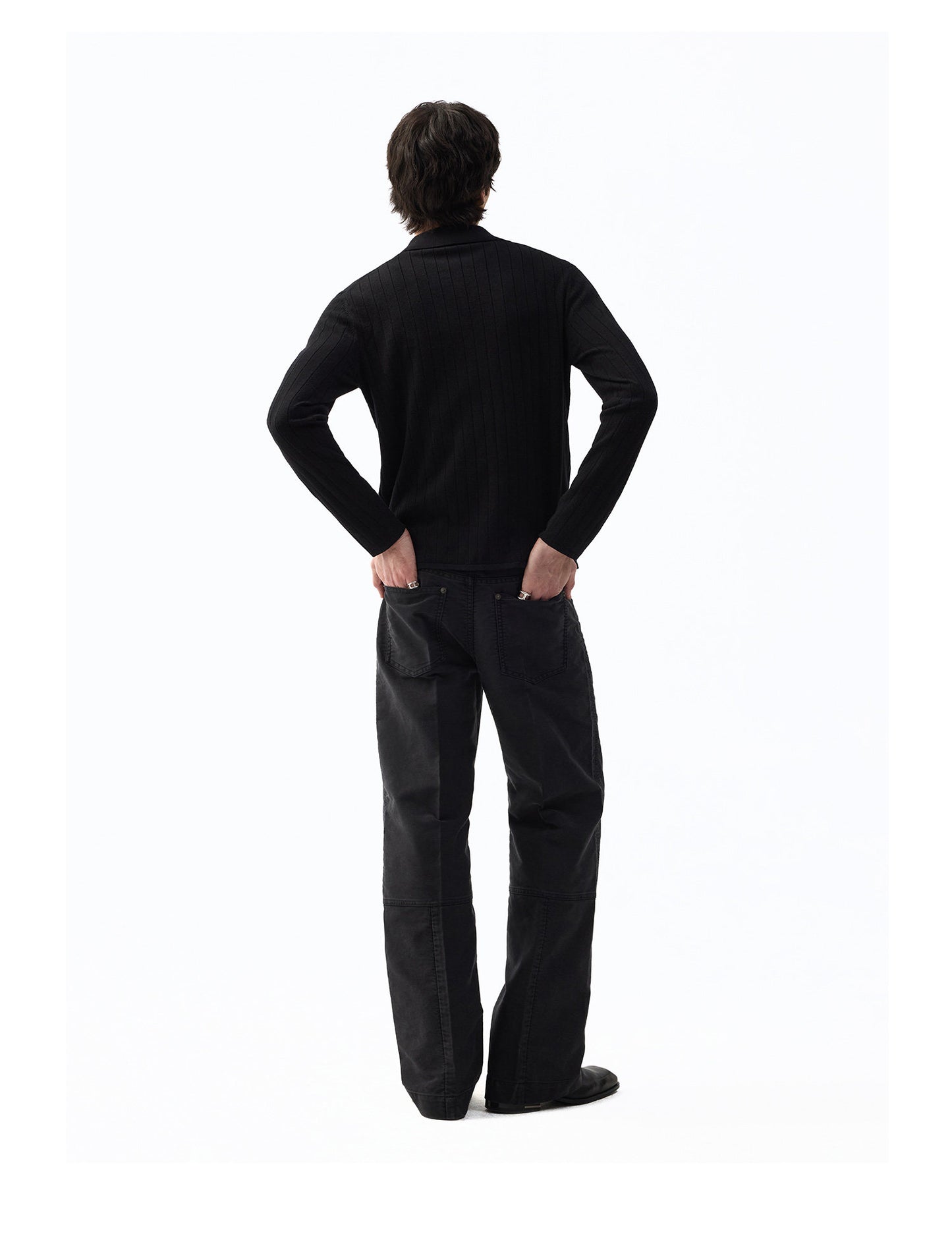 Vintage-Style Washed Denim Pants