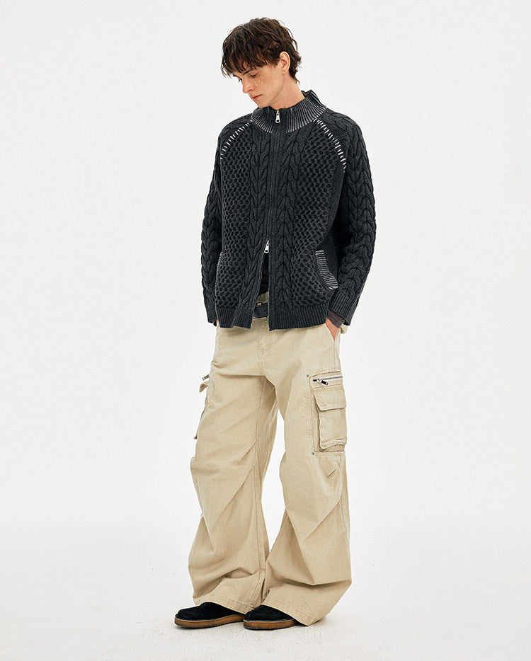 Hand-Stitched Cable-Knit Cardigan