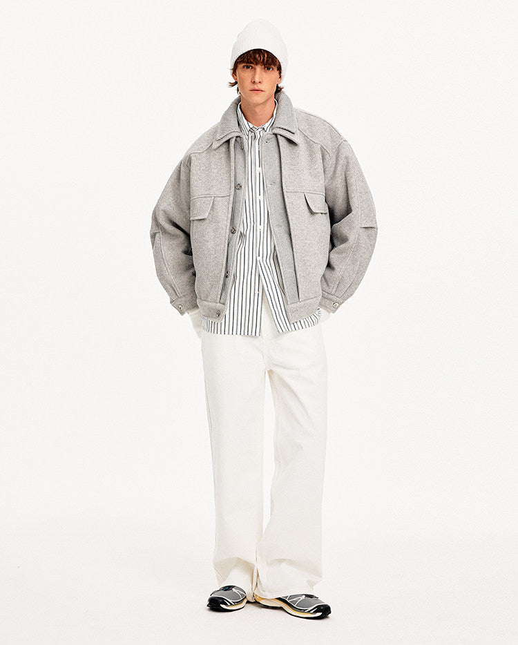 Double Collar Faux Two-Piece Jacket