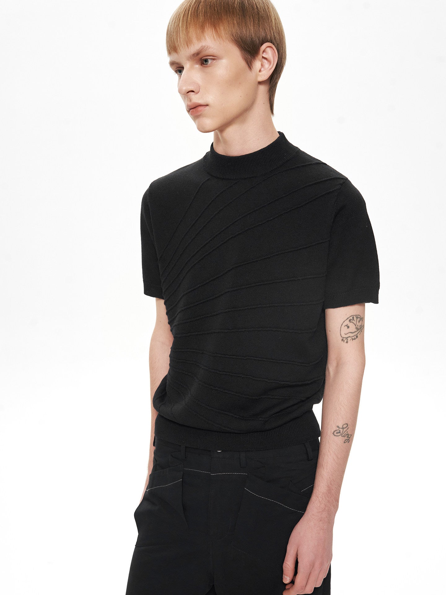 Breathable Jacquard High-Neck Knit