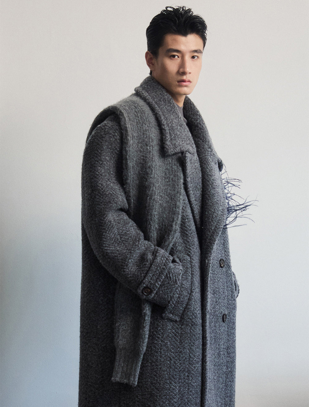 Thick Wool Blend Knit Scarf