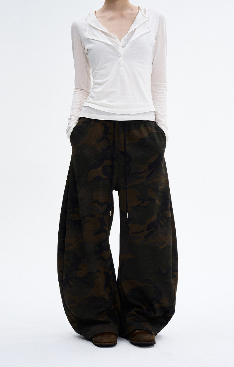 Fleece-lined Camouflage Casual pants