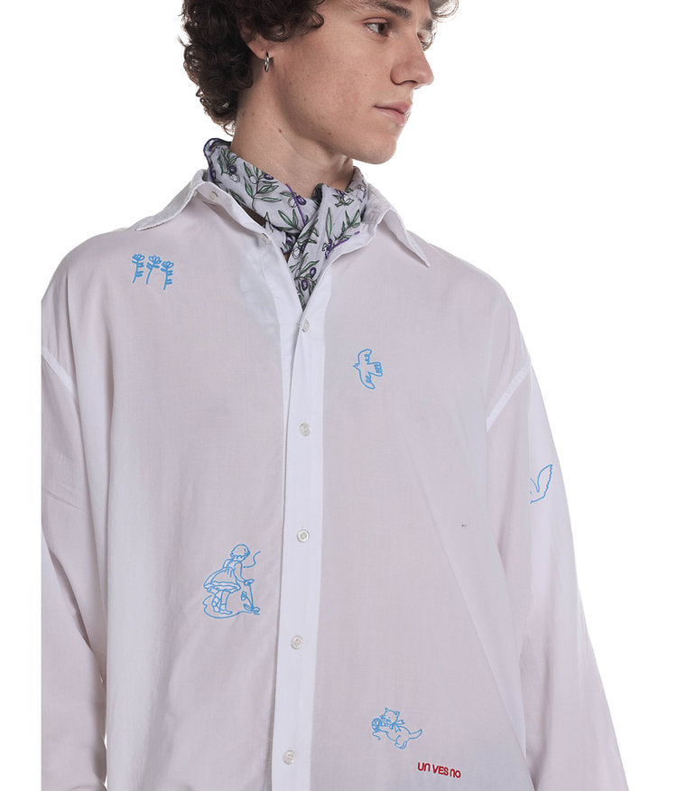 Country-Style Embroidered Casual Shirt