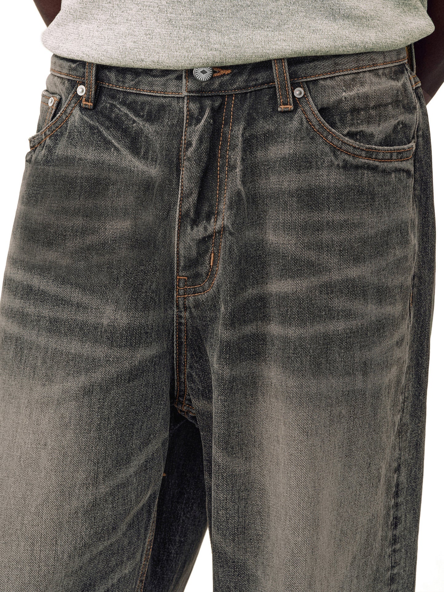 Unwashed denim pants