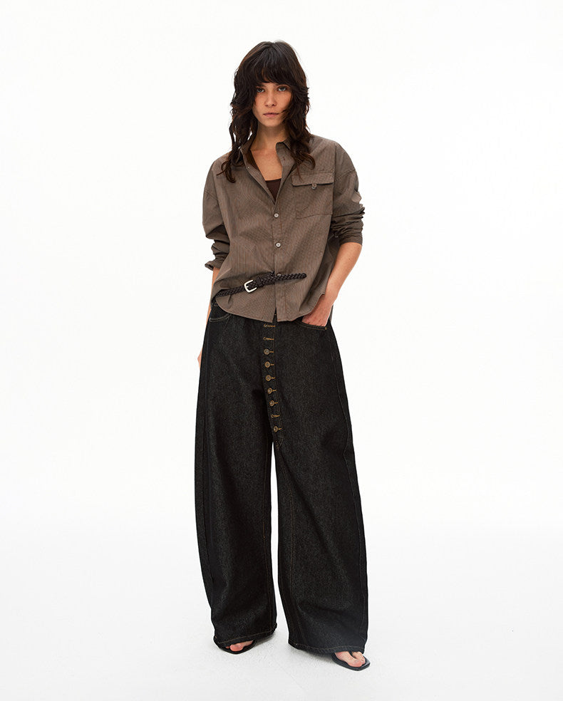 Button-down Design Denim Pants