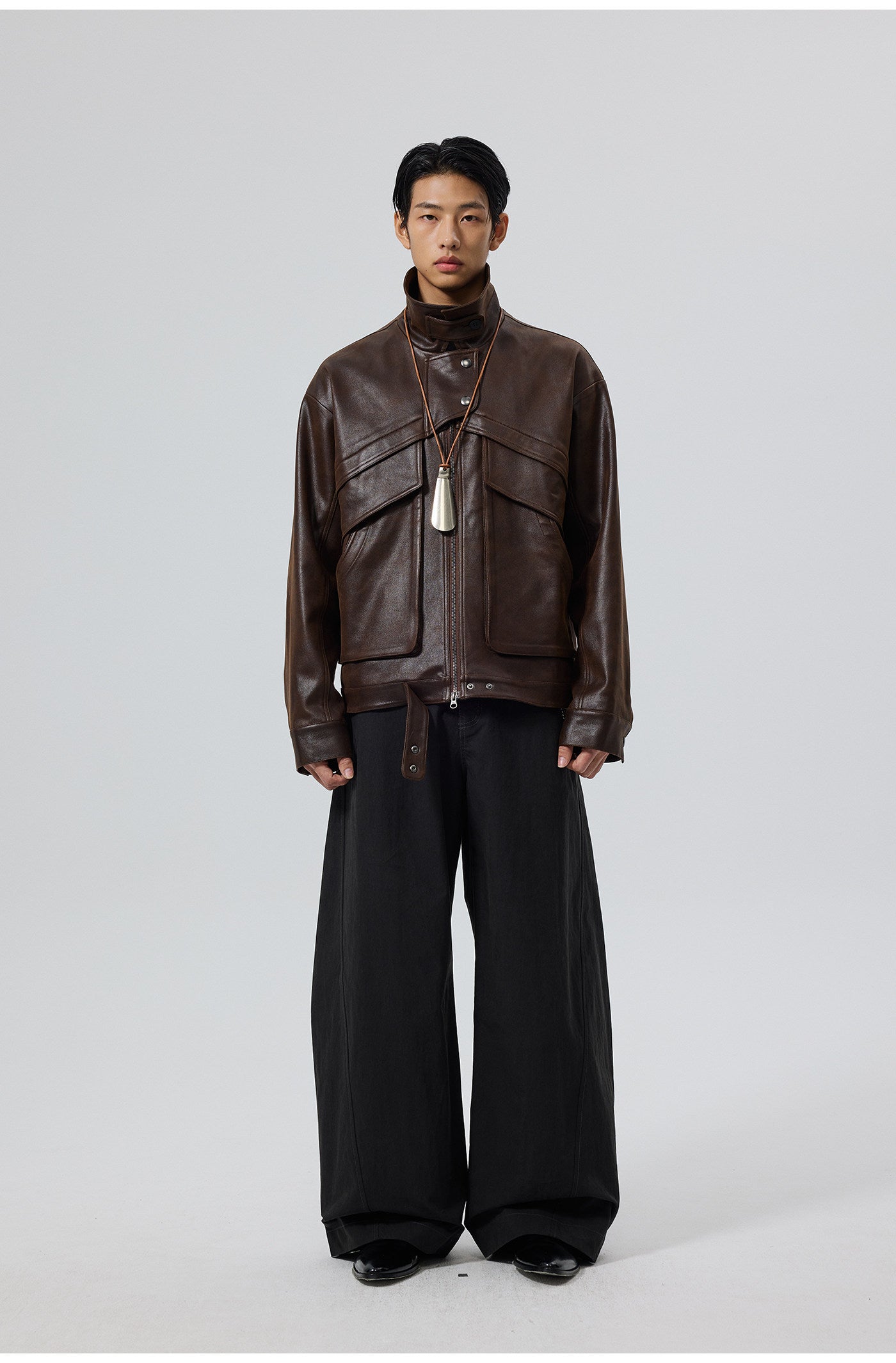 PU Material Oversized Leather Jacket