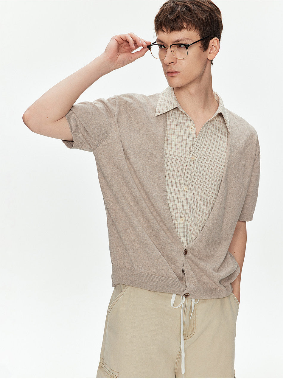 Faux Two-Piece Checkered Shirt