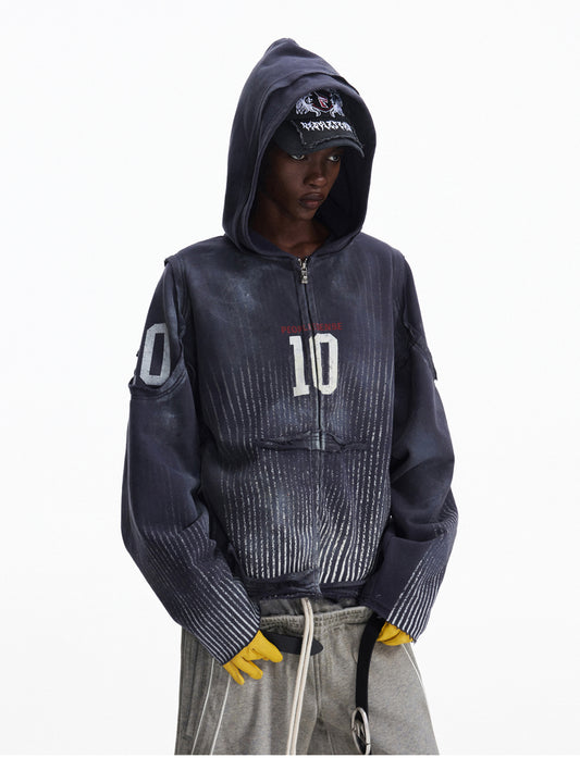 Distressed Hooded Sweatshirt