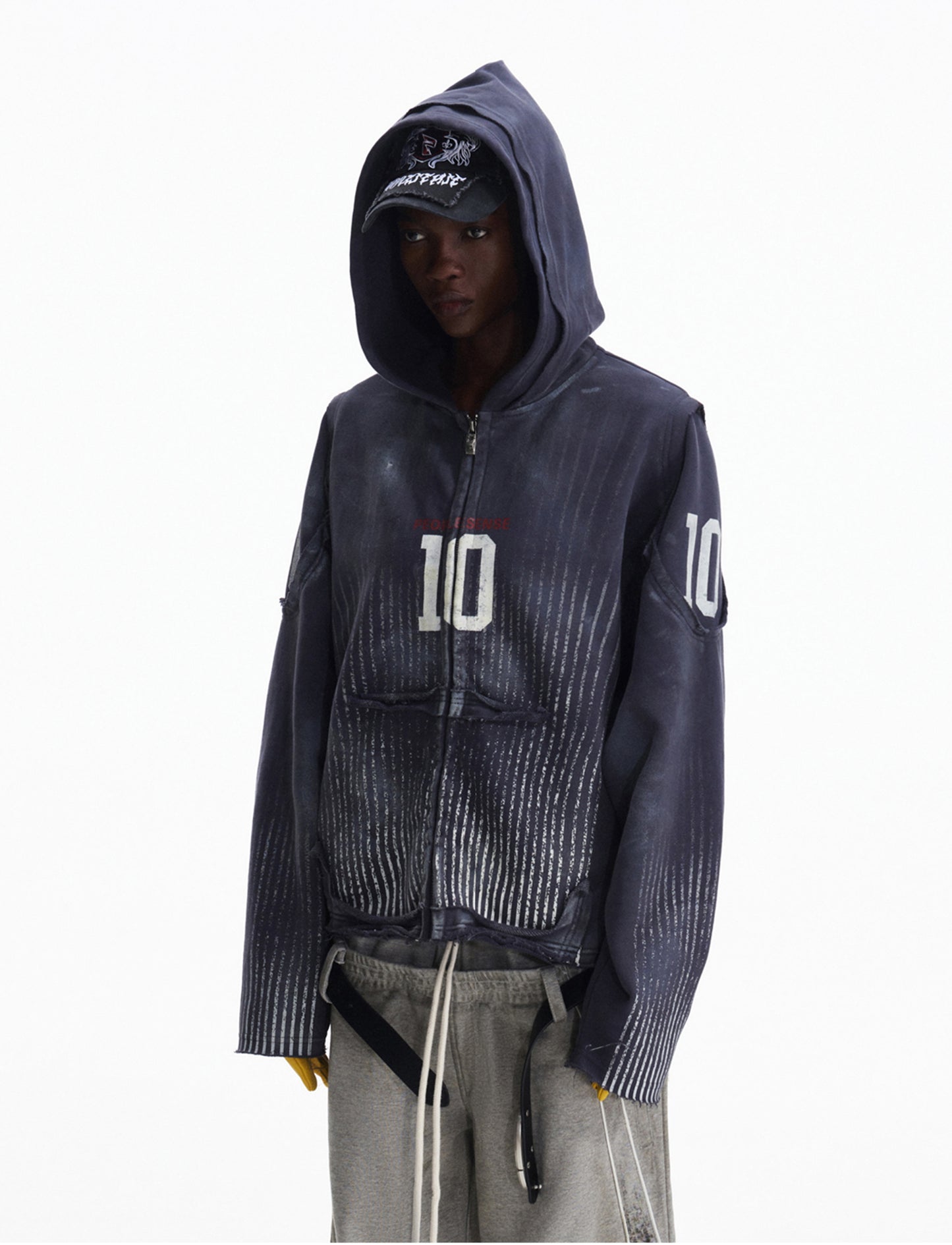 Distressed Hooded Sweatshirt