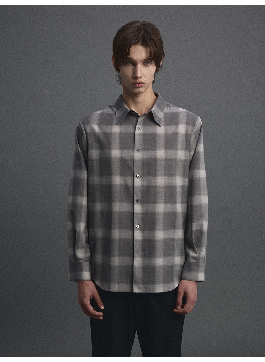 Worsted Wool Checkered Shirt