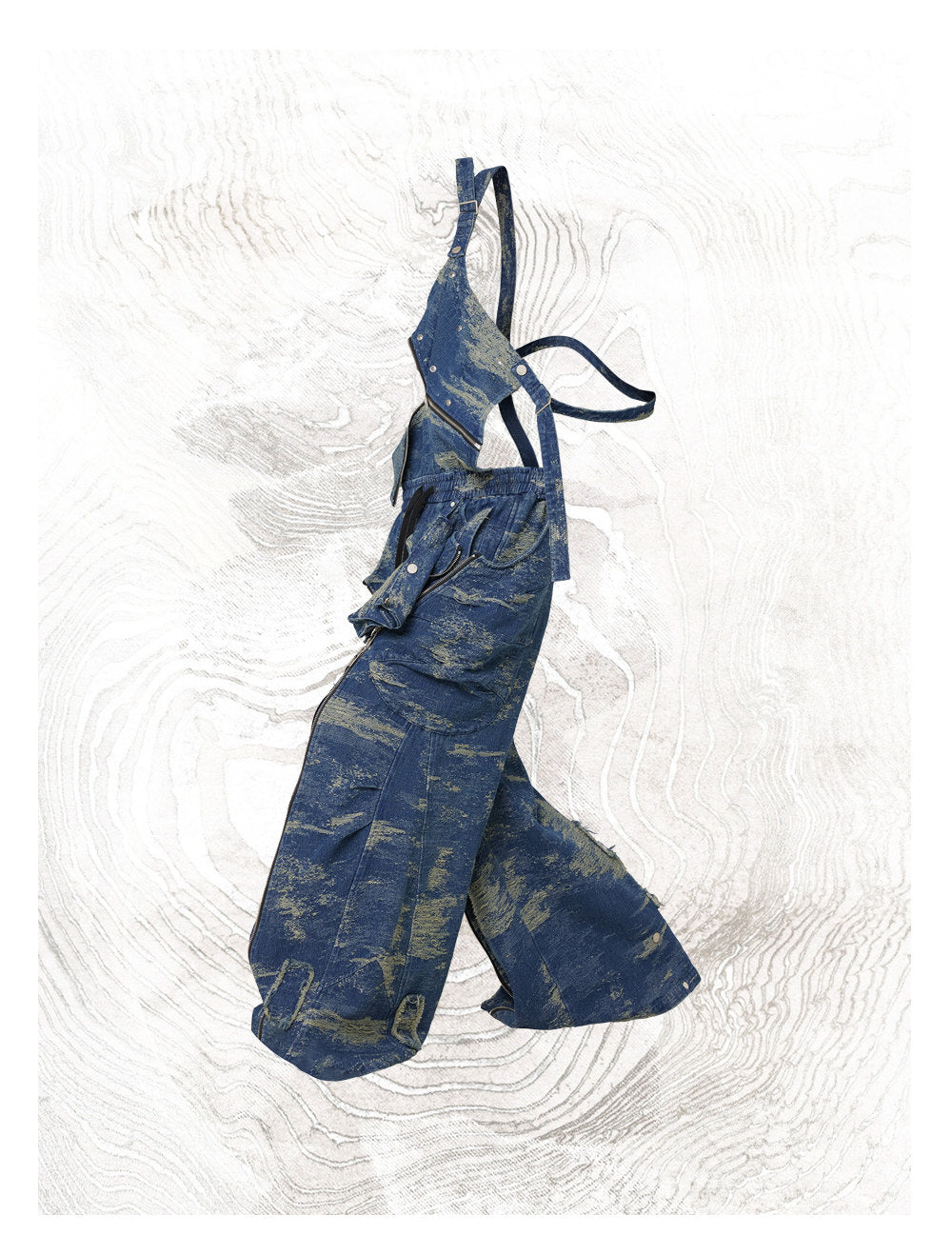 Denim Overalls with Detachable Patches