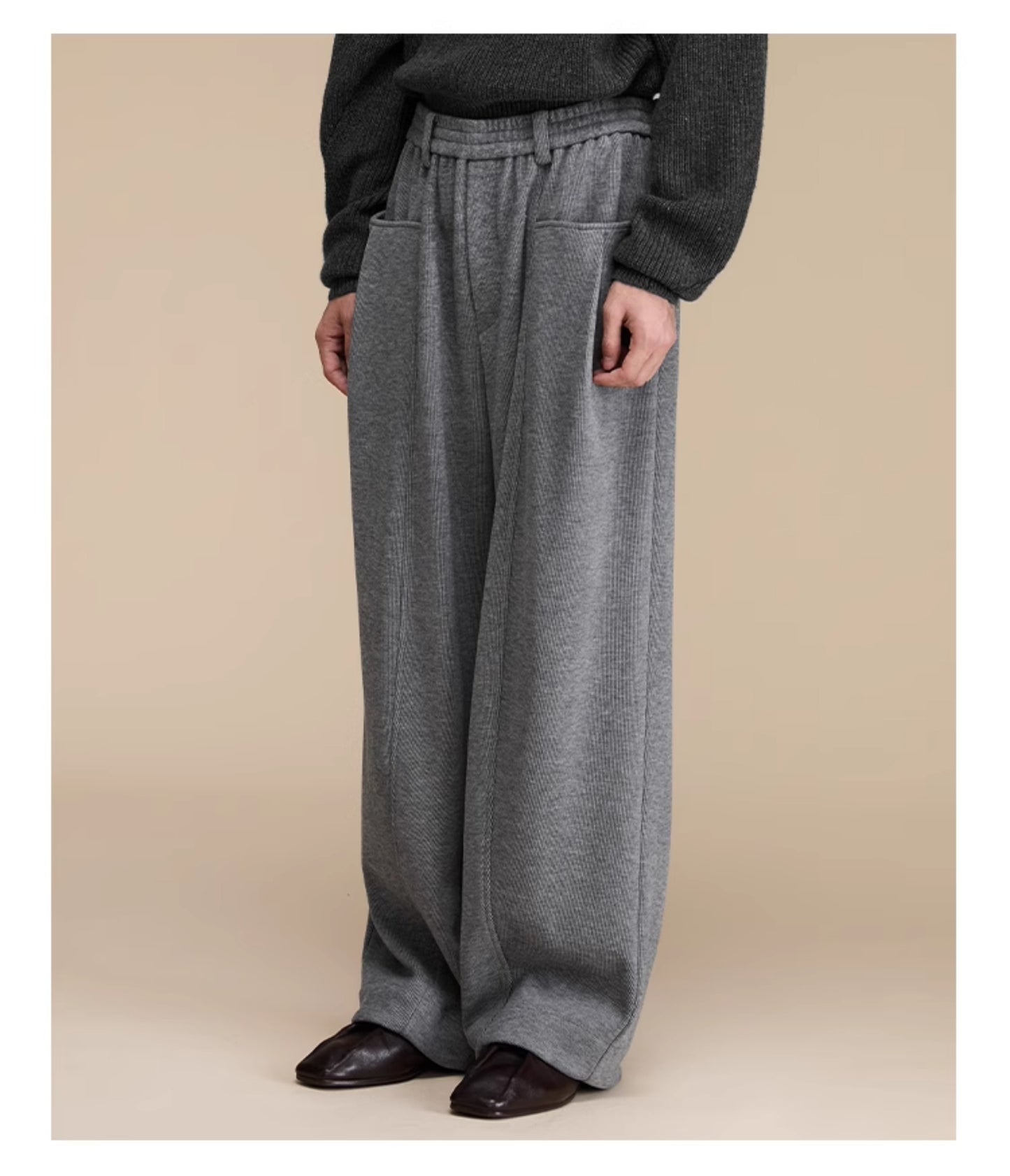 Wool blend elastic waist sweatpants