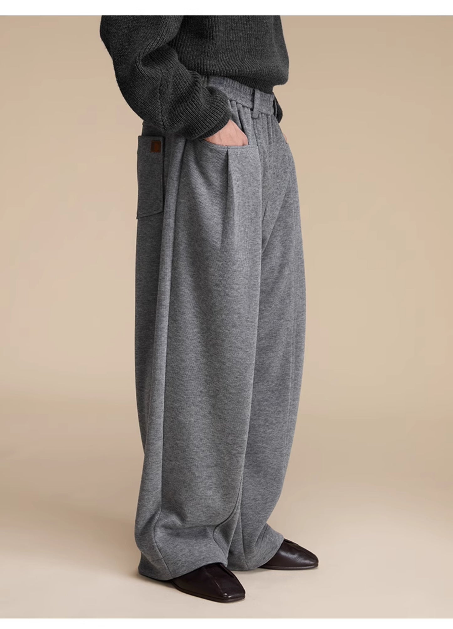 Wool blend elastic waist sweatpants